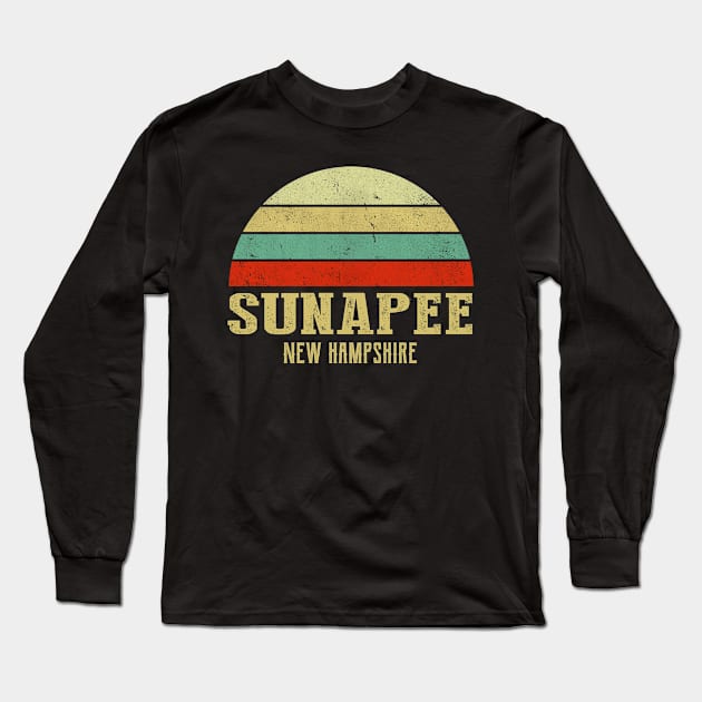 SUNAPEE NEW HAMPSHIRE Vintage Retro Sunset Long Sleeve T-Shirt by LIPTIN